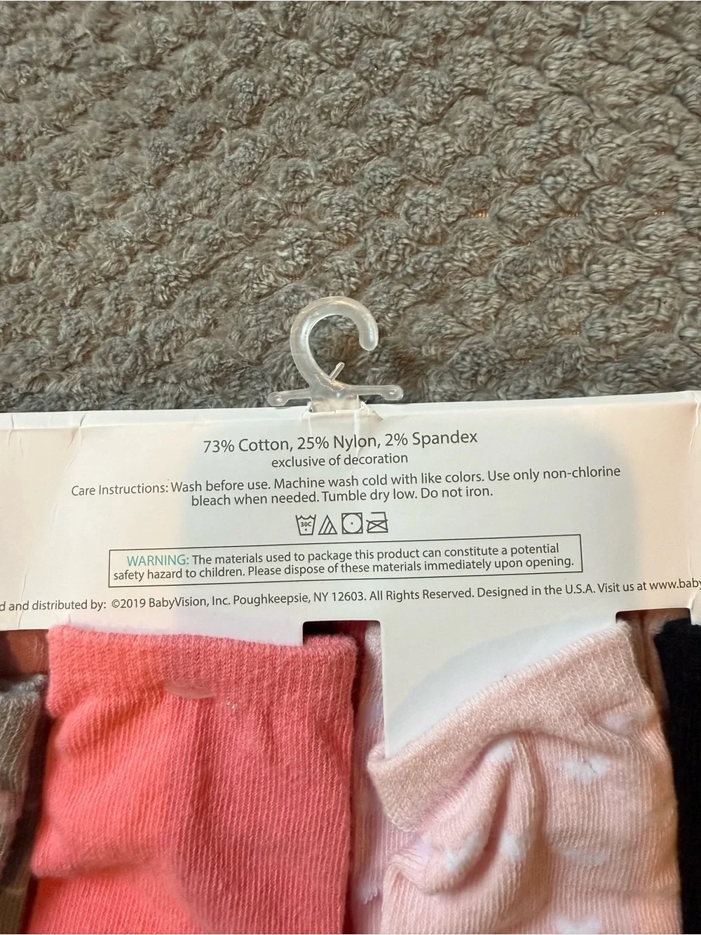 NWT Hudson 12-24 Month Baby Pink and Gray Animal Knee-High Socks - 4 Pack
